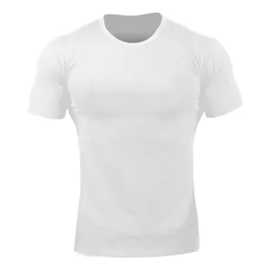 Classic white muscle fit sports t-shirt for men with round neck design