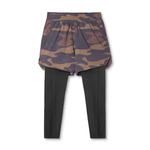 Pantalon de sport 2-en-1 pour homme avec short camouflage et leggings noirs de sport