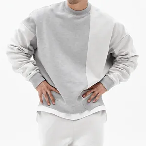 Sudadera Informal de Otoño para Hombre Estilo Coreano Oversize Jersey de Mezcla de Algodón Hombros Caídos Top