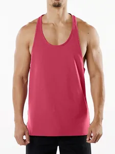 Vue de face du débardeur de sport rouge rose pour homme en coton respirant