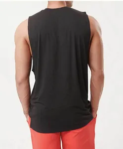 Rückansicht eines schwarzen ärmellosen Herren-Sport-Tanktops für Fitness und Training