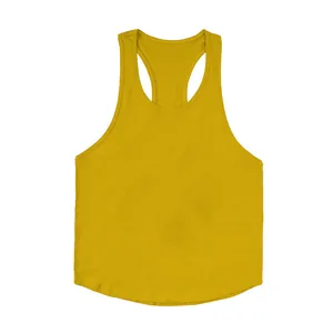 Heren sporttanktop in mosterdgeel voor fitnesstraining en hardlopen in de zomer