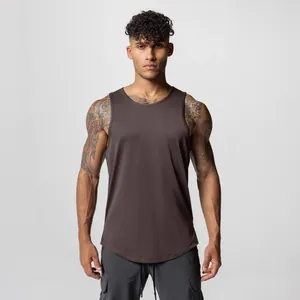 Men's breathable mesh athletic tank top in dark charcoal for fitness training and gym