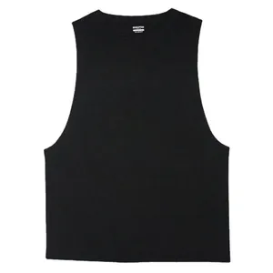 Camiseta de tirantes de fitness de algodón negro transpirable para hombre para el gimnasio