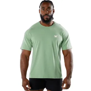 Men's Athletic Leisure Cotton Blend Short Sleeve T-Shirt Breathable Slim Fit Sports Fitness Graphic Logo Print Top For Training Daily Casual Wear