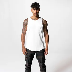 Men's white mesh quick-dry fitness tank top for basketball and workout training