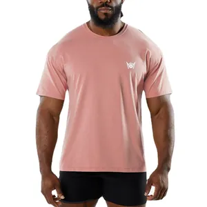 Athletic men's dusty pink short sleeve t-shirt with winged chest logo front view