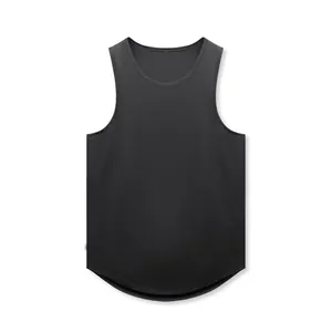 Close-up detail of black breathable mesh quick-dry muscle sports tank top for gym and basketball.