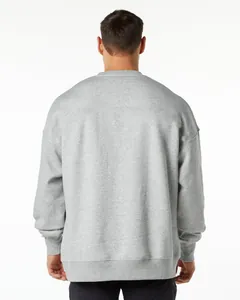 Back view of a premium 400G grey oversized crewneck sweatshirt with dropped shoulders