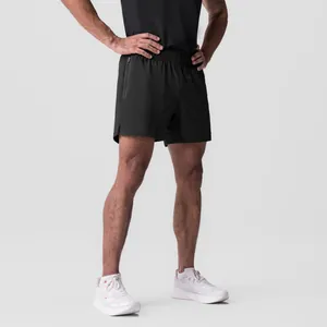 Pantalones cortos deportivos negros de secado rápido para hombre para correr y gimnasio