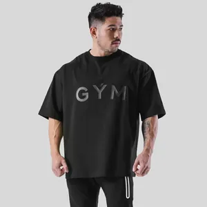 Premium oversized black men's gym t-shirt with GYM print for fitness and workout