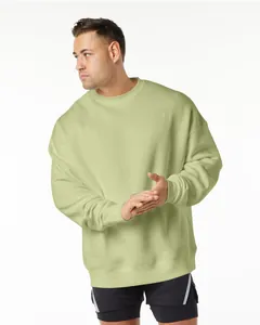 Men's oversized sage green crewneck sweatshirt with premium drop shoulder fit and heavy fabric