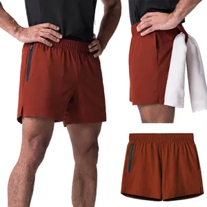 Pantalones Cortos Deportivos para Hombre Secado Rápido Estilo Americano Tejido Correr Gym Bottom Transpirable Color Sólido con Lazo