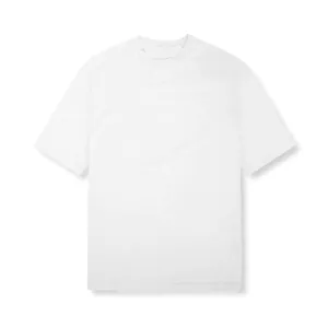 Front view of plain white oversized cotton T-shirt for men in loose fit sports style