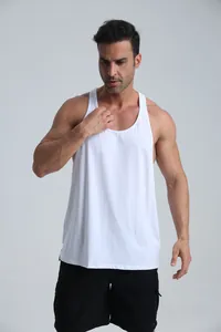 Men's breathable white racerback gym tank top for outdoor fitness and basketball