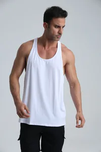 Men's white athletic tank top with breathable mesh for fitness and basketball