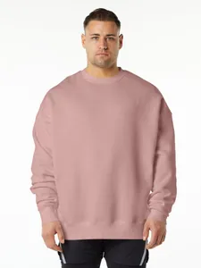 High-quality 400G oversized fleece crewneck sweatshirt in a solid dusty pink tone