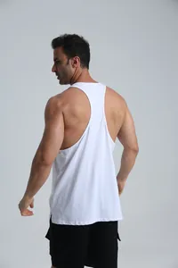 White men's racerback athletic tank top back view for gym and fitness