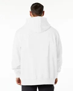 Detailed back view of a premium heavy-duty white fleece-lined oversized pullover hoodie