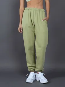 Pantaloni sportivi verde oliva foderati in pile con vestibilità ampia per autunno e inverno