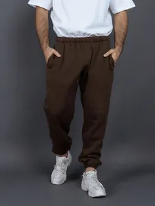 Pantaloni jogger in pile pesante 400g marrone scuro, taglio ampio stile unisex
