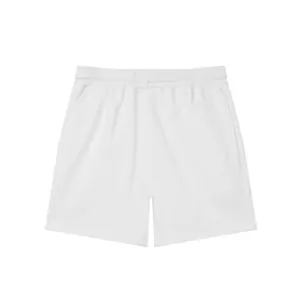 Detailed back view of white men's breathable cotton sports shorts for summer running