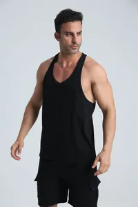 Premium breathable black men's athletic tank top for fitness training and basketball