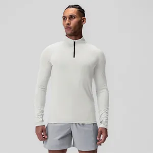 Professional men's quick-dry half-zip sports compression long sleeve top for fitness