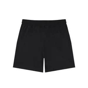 Detailed view of men's black cotton breathable athletic shorts for gym and basketball