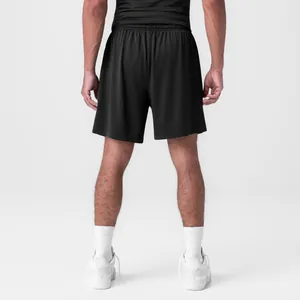 Rückansicht der schwarzen schnelltrocknenden Mesh-Sportshorts für Herren zum Basketball