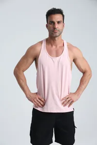 Men's pink breathable sports tank top for gym and outdoor fitness workouts