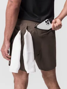 Pantalones cortos de deporte para hombre secado rápido con bolsillo con cremallera