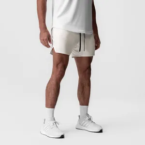 Pantalones cortos de running profesionales blancos de secado rápido con cordón negro para hombre