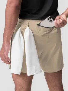 Pantalones cortos deportivos hombre secado rápido con bolsillo cremallera y lazo