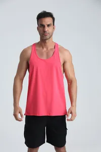 Male model wearing bright pink sports tank top for fitness and outdoor gym training