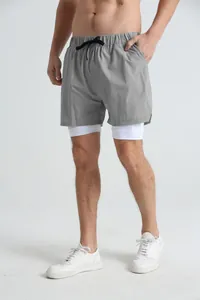 High-performance men's 2-in-1 sports shorts featuring a breathable inner liner for running