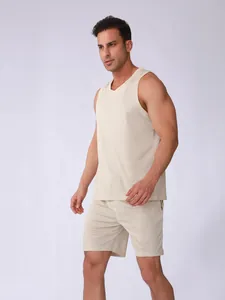 Ensemble de fitness respirant en maille pour hommes, séchage rapide, débardeur et short