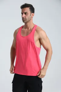 Breathable rose pink men's sports tank top for fitness training and gym workouts