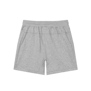 Back view of grey cotton breathable men's athletic shorts for running and basketball
