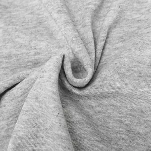 Detailed macro view of breathable heather grey cotton knit fabric texture for men's sports shorts