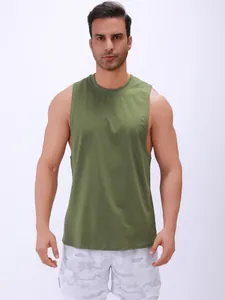 Heren Mouwloos Sport Tanktop Sneldrogend Vochtregulerend IJseffect Spier Fitness Top Effen Kleur Ronde Hals Gym Vest