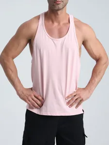 Men's breathable pink sports tank top designed for fitness and outdoor gym workouts