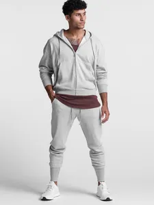 Herren Sportanzug Baumwollmischung French Terry Kapuzenjacke Und Jogginghose Top And Bottom Trainingsanzug Sportbekleidung