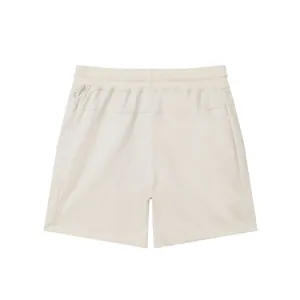 Detailed back view of men's beige breathable cotton athletic basketball shorts for summer
