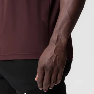 Close-up detail of maroon ice-feel sports tank top showing wide armhole and fabric texture
