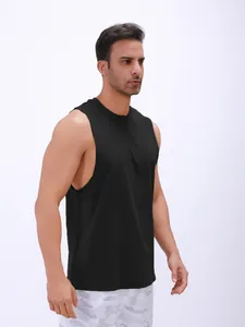 Zwart mouwloos sport-tanktop voor heren met een ademend en sneldrogend ontwerp voor fitness