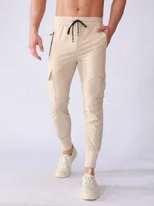 Slim fit men's quick-dry sports cargo joggers with drawstring waist and multi-pockets