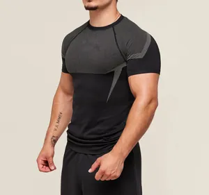 Maglietta a compressione slim fit da uomo con stampa a nido d'ape traspirante