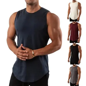 Men's athletic slim fit cotton tank tops for workout and running in multiple colors