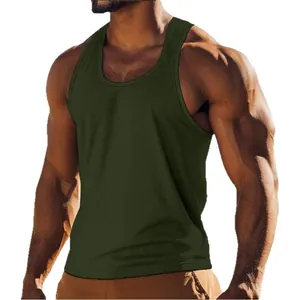 Débardeur de musculation vert olive respirant pour homme pour le sport et fitness